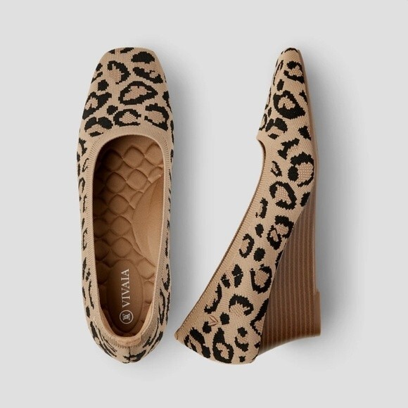 NIB Leopard Print Margot Square-toe Wedge - Picture 1 of 9